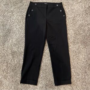 Ann Taylor Loft Women’s Curvy Black Ankle Trousers With Pocket Button Design 4